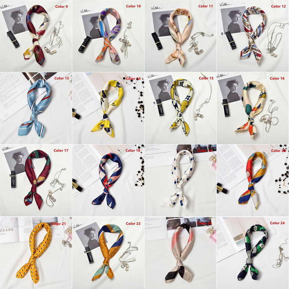 Fashion Women Elegant Square Scarf Hair Tie Band Head Neck Silk Feel Satin