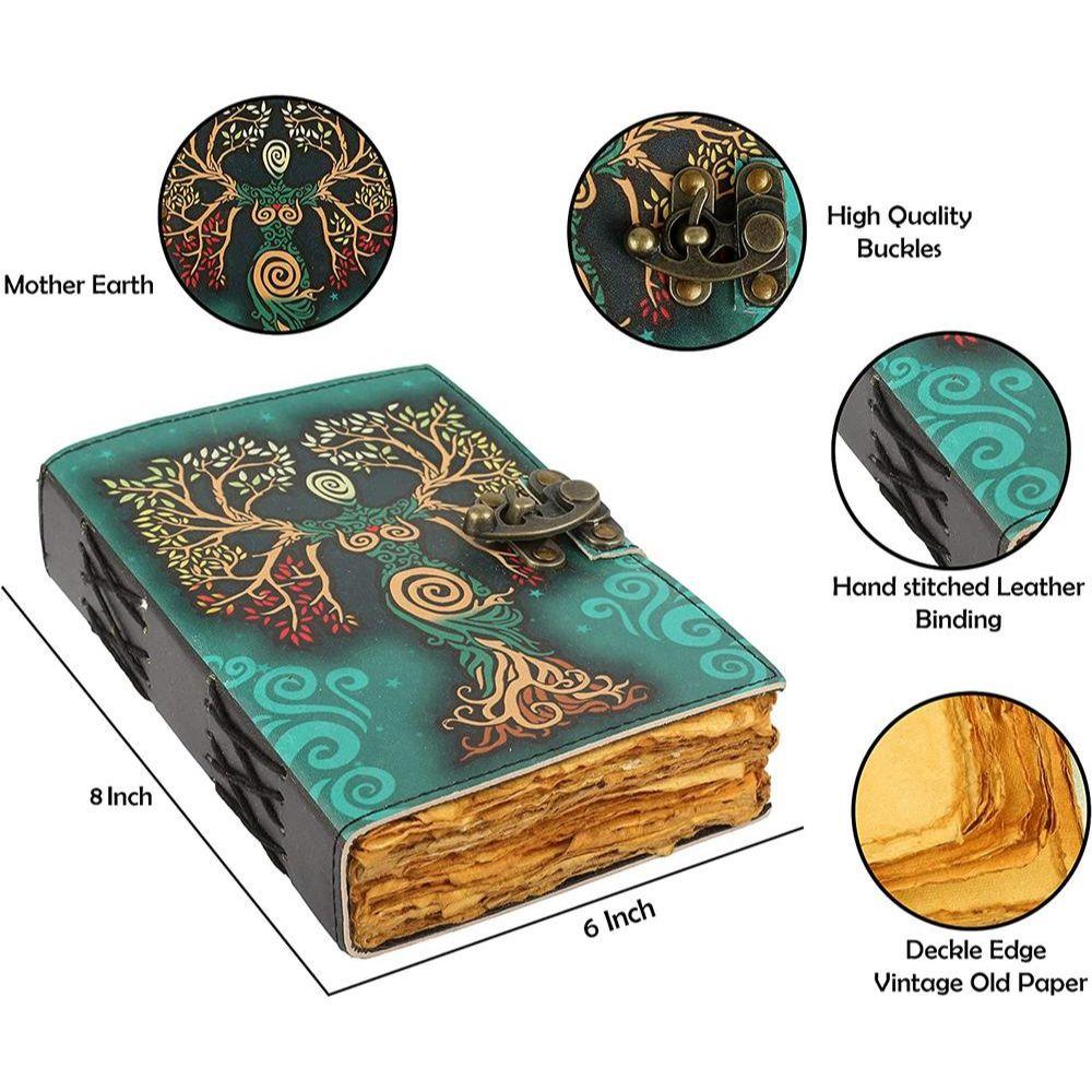 Blank Spell Book of Shadows Journal with Lock Clasp Antique Handmade Deckle Edge