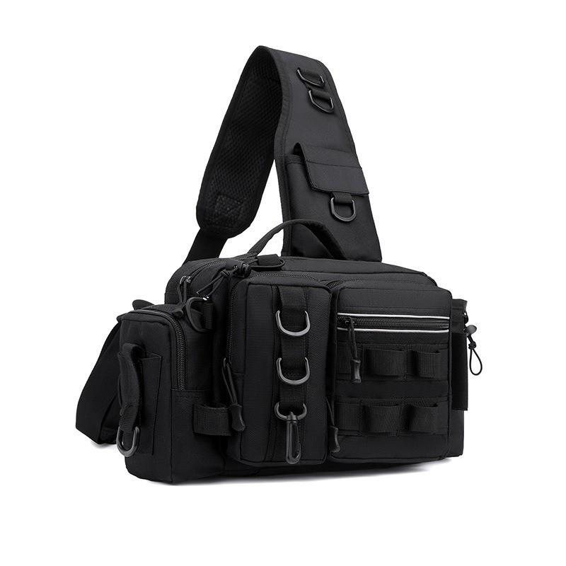 Large Capacity Fishing Tackle Backpack With Wide Strap - Waterproof Oxford Fabric Rod Bait Carrier Sea
