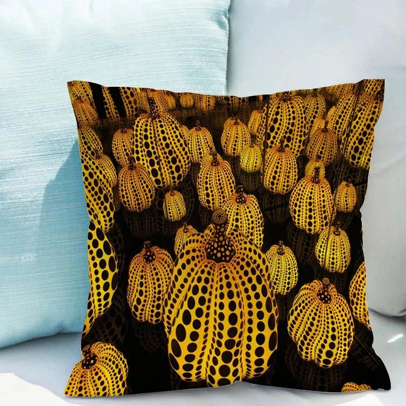 Yayoi Kusama Kürbis Kissenbezug für Wohnzimmer Beidseitig bedruckt Kissenbezug 40x40cm Zierkissenbezüge Dekorative Sofa