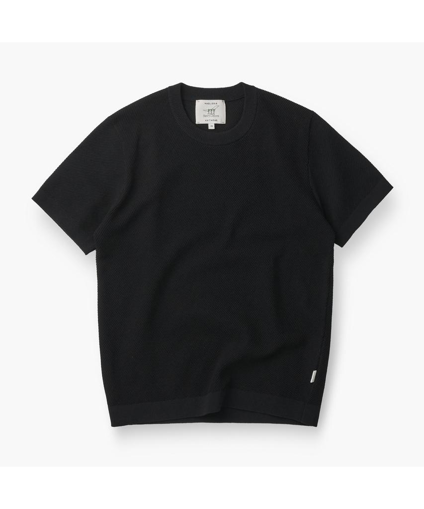 Henlikoteun Solid Round Short Sleeve Knit Ahwam26611Bkx