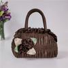 Satin Silk Zipper Flower Tote Bag Leaf Ethnic Style Wrist Bag Hanfu Rose Flower Handbag  Daily