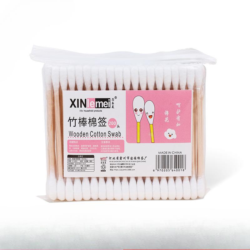 Small Cotton Swabs Disposable Double-ended Bamboo and Wooden Sticks Ear Cleaning Sticks Large Round Boxes
