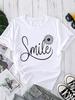 (Asian Size) Letter Flower Trend Cute Short Sleeve T-shirts Women's Clothing Print Fashion Female Casual Top T O-neck Graphic Tee