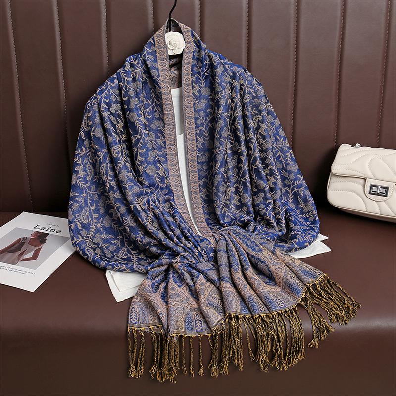 New Winter Women Cotton Jacquard Scarf Big Shawl Fashion Elegant Lady Long Printing Decorate Scarves Sun Protection Bandana