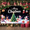 Winter Holiday Banner Christmas Tree Snowman Backdrop Christmas Tree Display Santa Claus Santa Claus Display For Festive Holiday