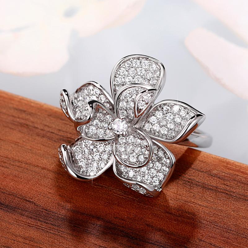 Flower Camellia Ring Female, Niche Design Sense Fashion Personality Index Finger Ring, Light Luxury Sweet Ring
