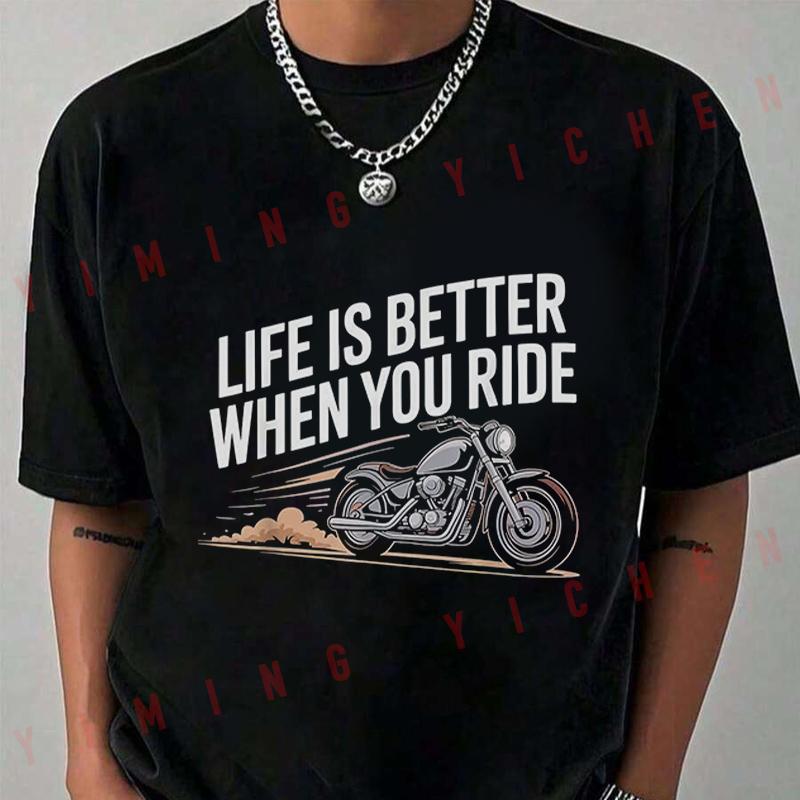 Funny Motorcycle Biker Art T-Shirt Moto Riders Summer Men's Casual O-Neck Tops Tee 2026