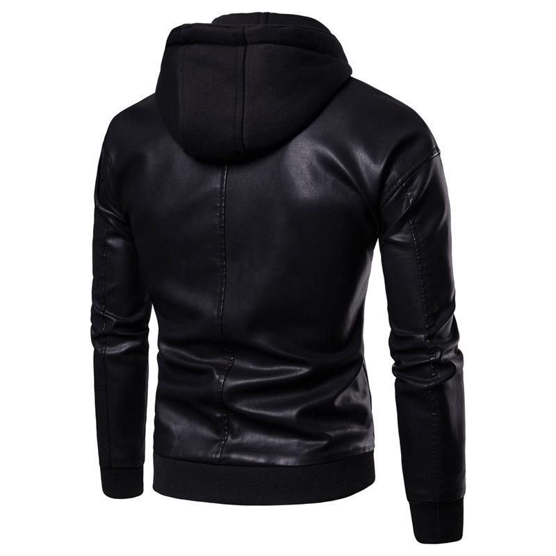 New Padded Hooded Leather Jacket Men's Jacket Loose Hooded Fleece Thickened Leather Jacket
