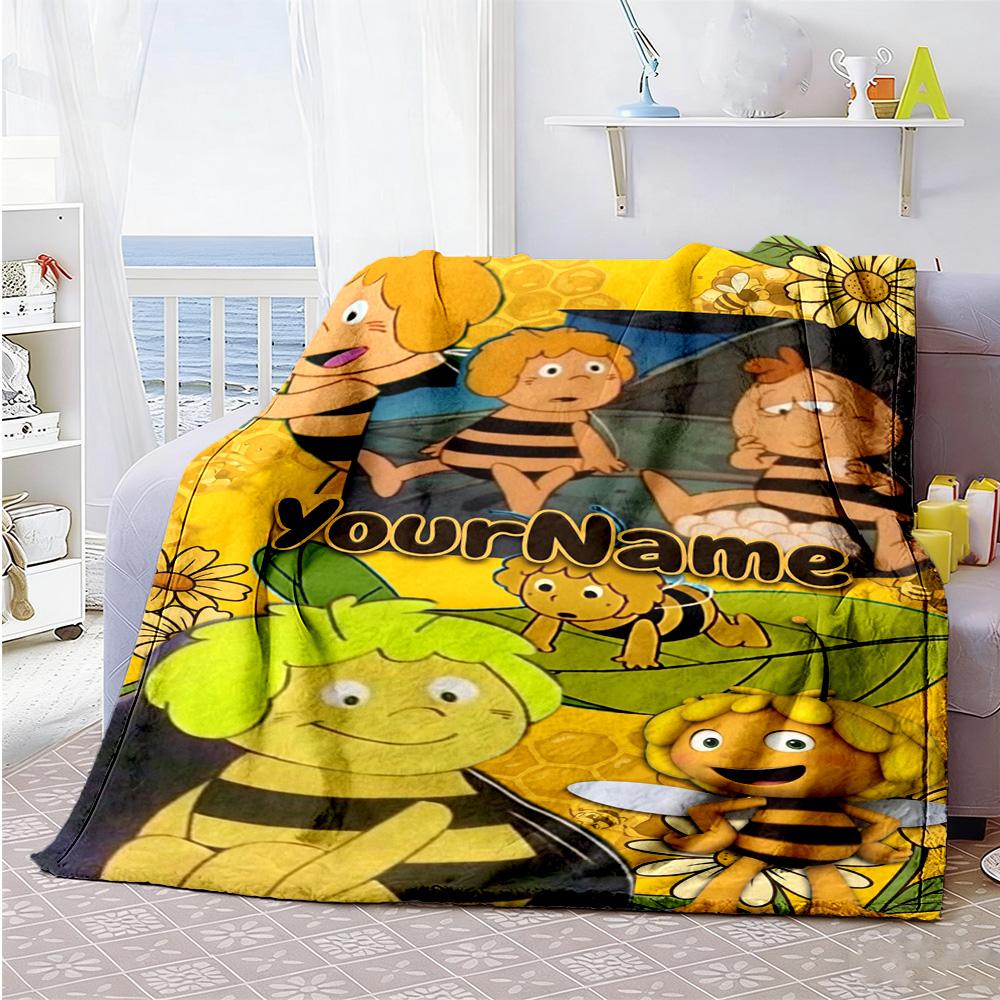 Biene Maja Personalized Name Blanket Throw Customizable Blanket Soft & Cozy Versatile for Office Chair Chair Bedding Couch for All Occasions