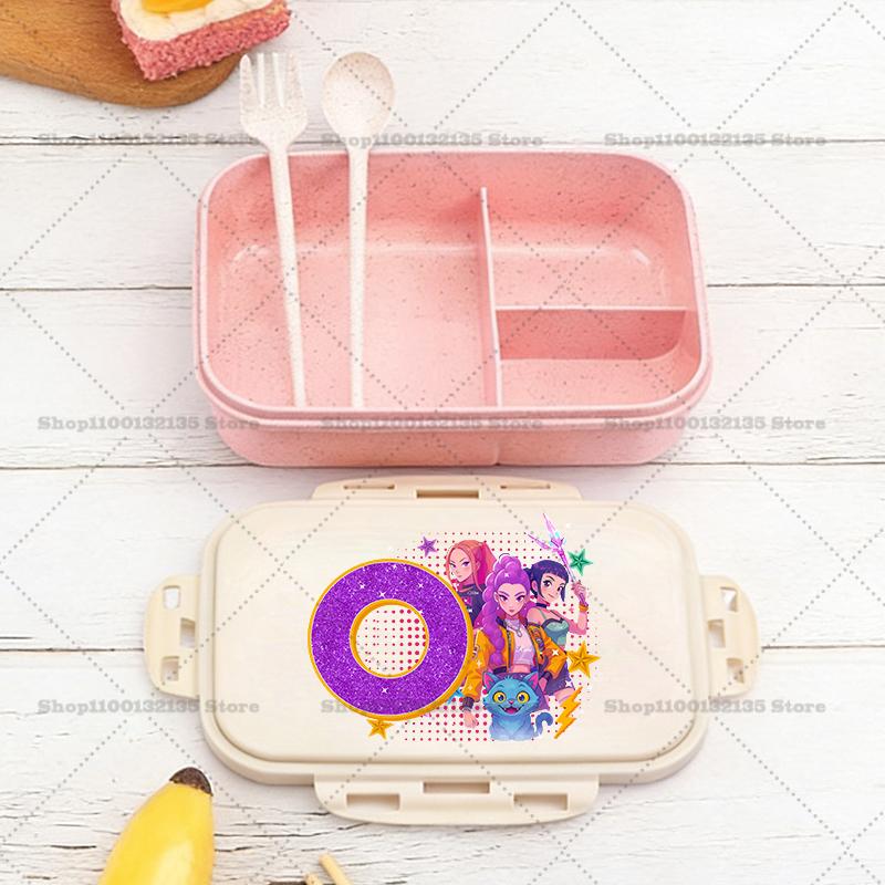 Kpop Demon Hunters Boy Girl Lunch Box Anime Portable Bento Boxs Student Hermetic Food Crisper Single Layer Capacity Kids Gift