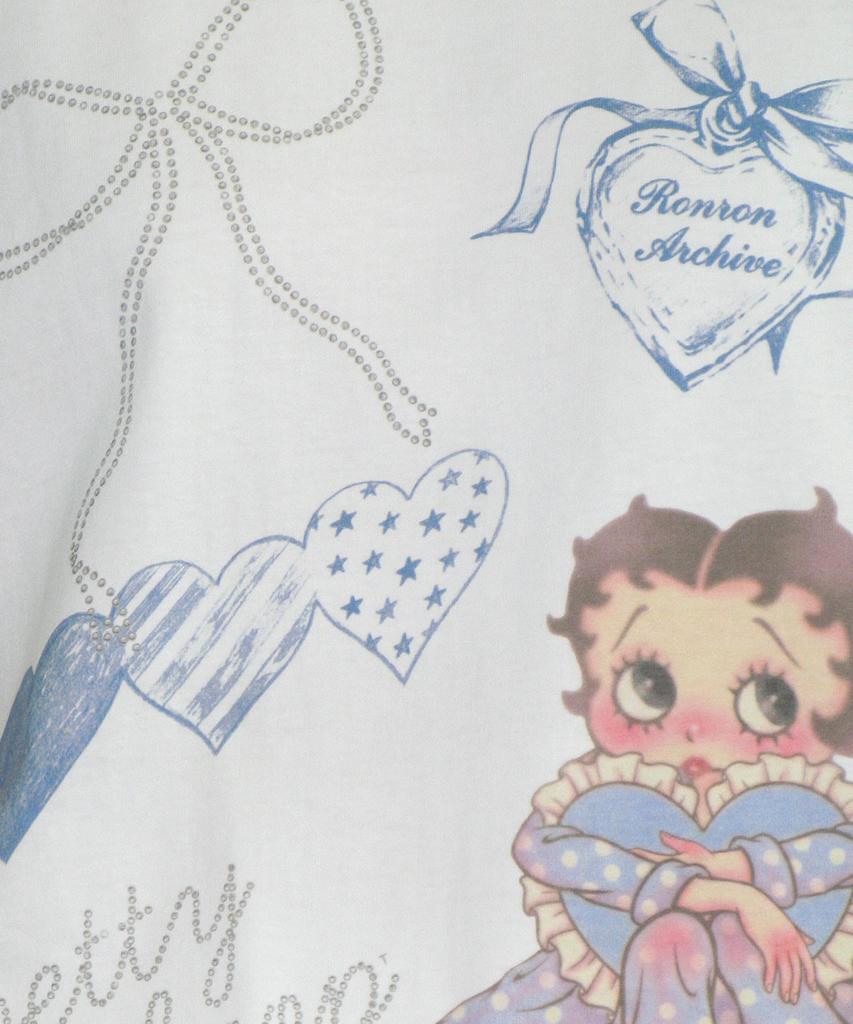 RONRON Betty Boop Dreamy Ribbon Over Fit T Shirt White