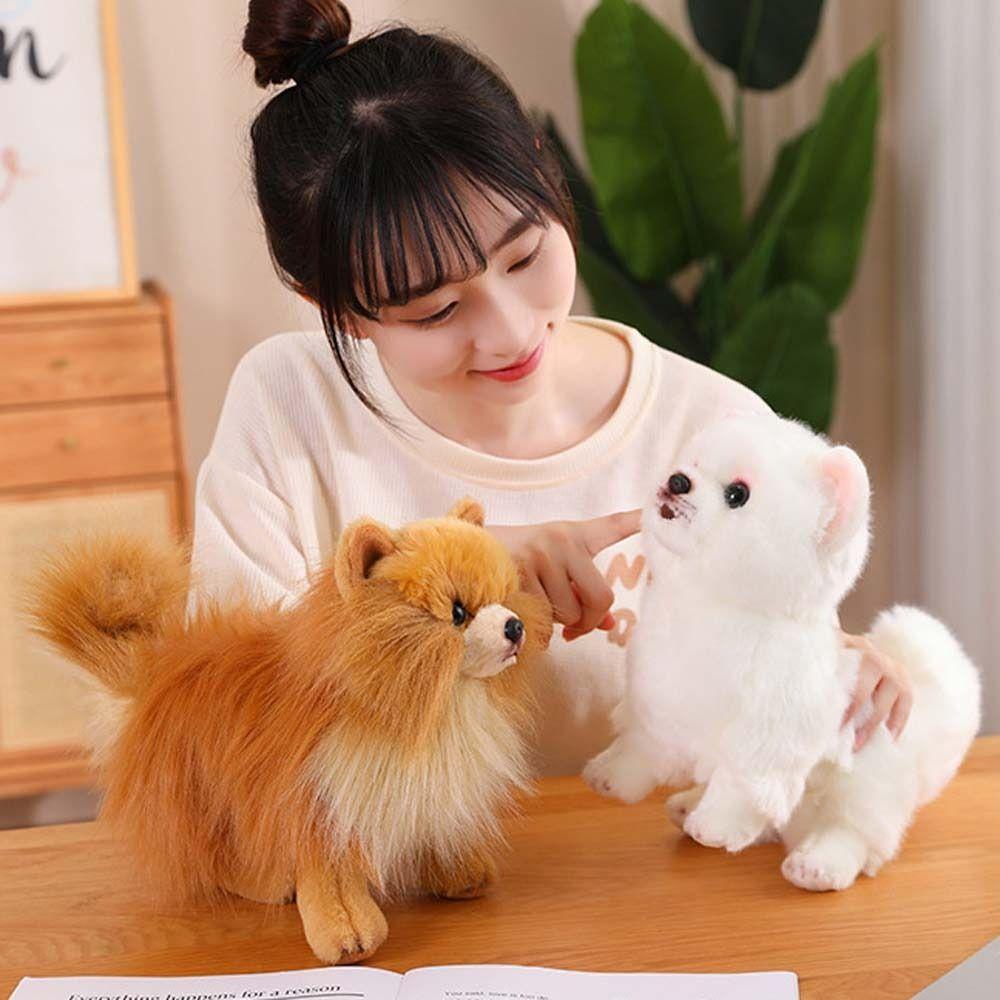 Stehender Pommerscher Plüschtier Stofftiere Realitätsnahe Simulation Pommerscher Hund Flauschiges Haustier Puppe Stoffwelpe