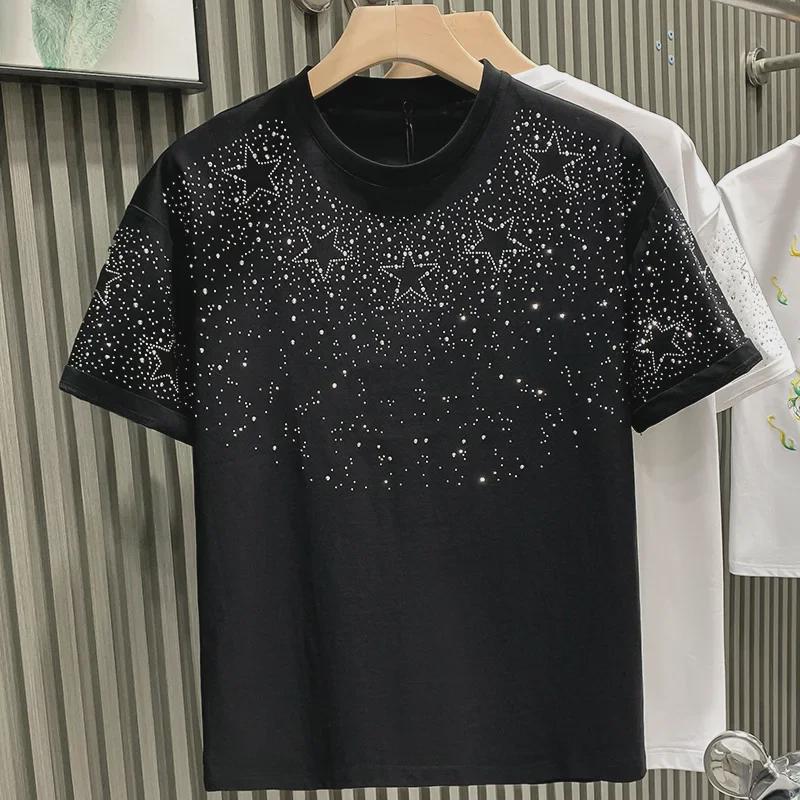European Luxury Men's Star Diamond Short-Sleeve T-Shirt