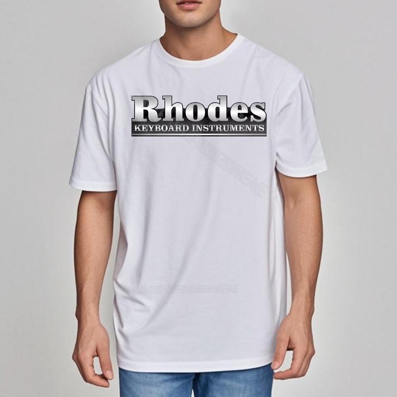 Rock tshirt Comfortable Casual Tee Rhodes Keyboard InstruUnisexts On Black ONeck Classic Tshirt Cool Minimalist Tshirt ONeck