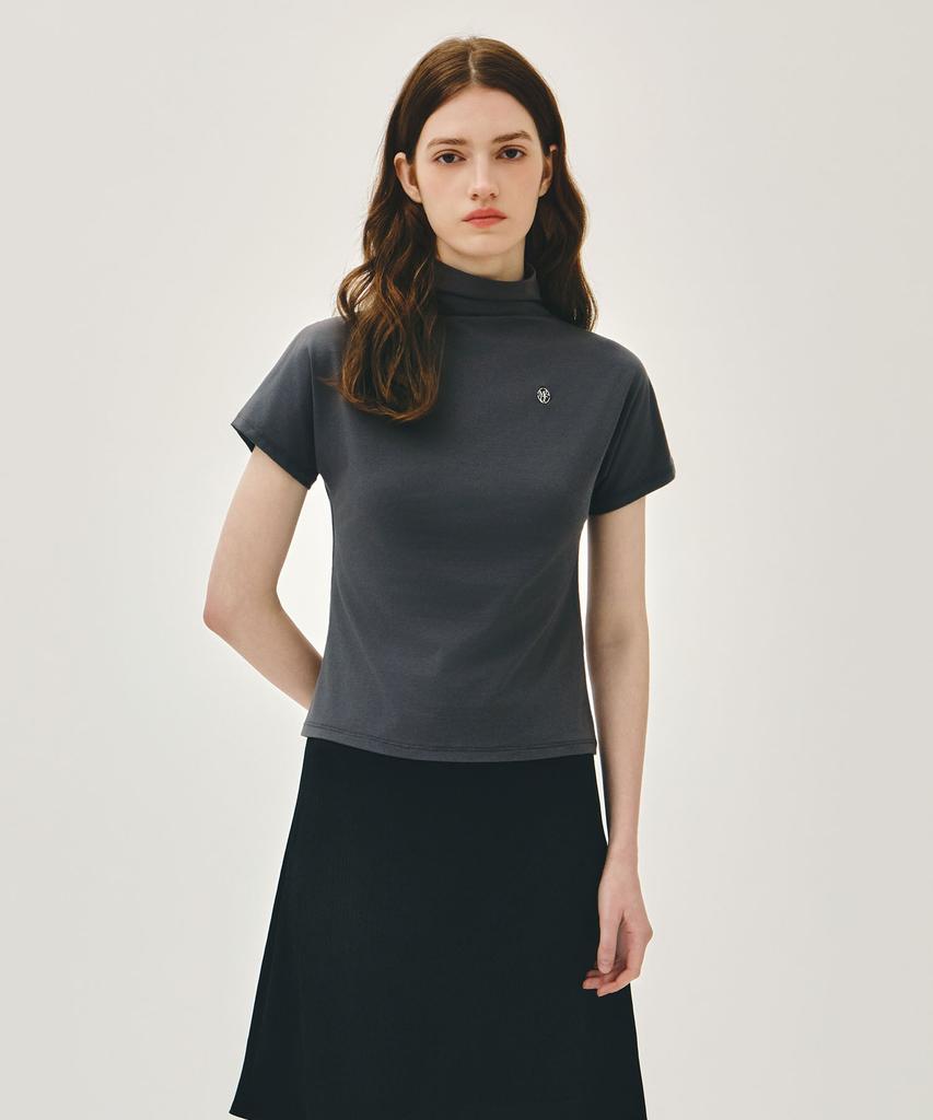 Malittepeulangsowajeobeo W Half Neck Tee Charcoal