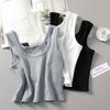 Ripp-Ärmelloses Schlankheits-Camisole - Damen-Einfarbiges Oberteil mit niedrigem Ausschnitt