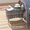 2 Seater Rattan Sun Lounger Set With Side Table Grey