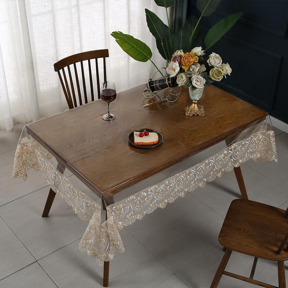 Transparent PVC Tablecloth for Living Room Waterproof and Oil Resistant Coffee Table Mat Non Slip and Washable Tablecloth
