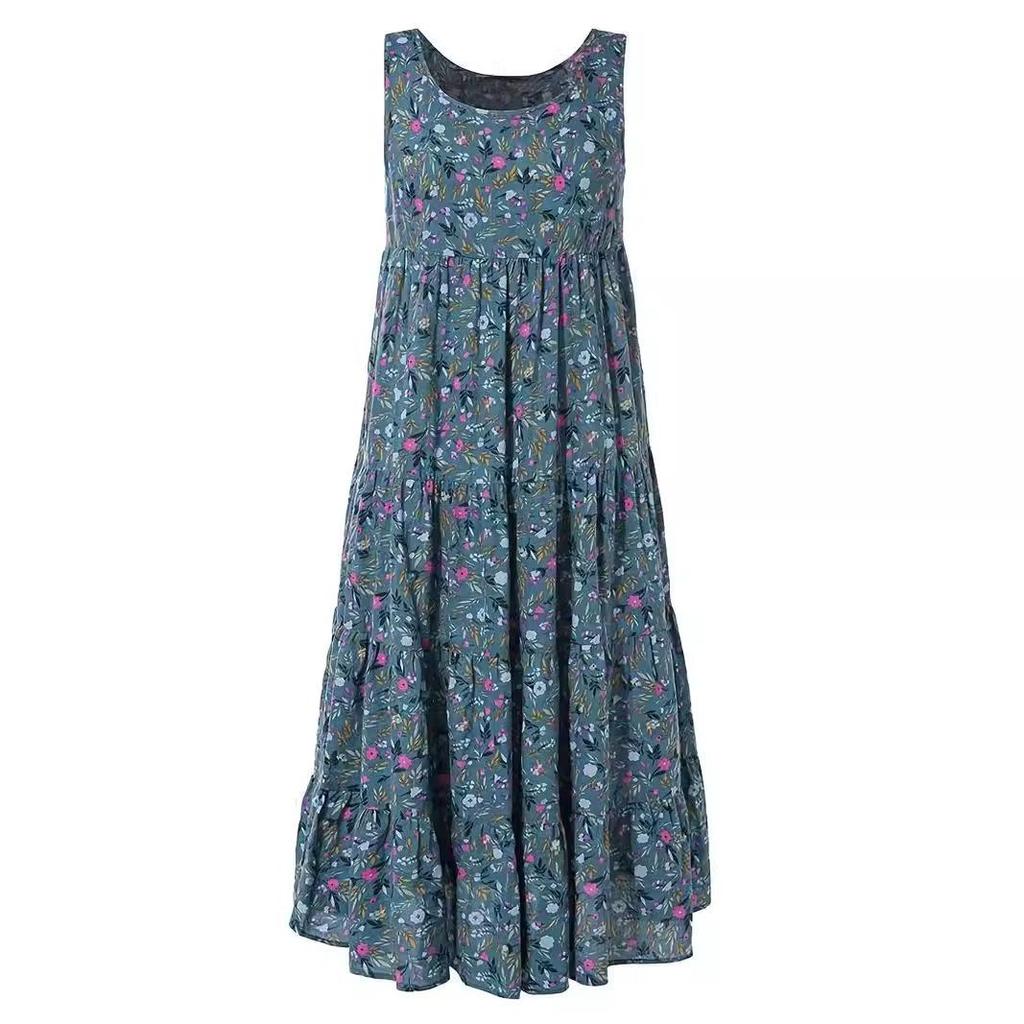 2024 Europäisches & Amerikanisches Damen-Blumen-Spaghetti-Träger-Ärmelloses Kleid
