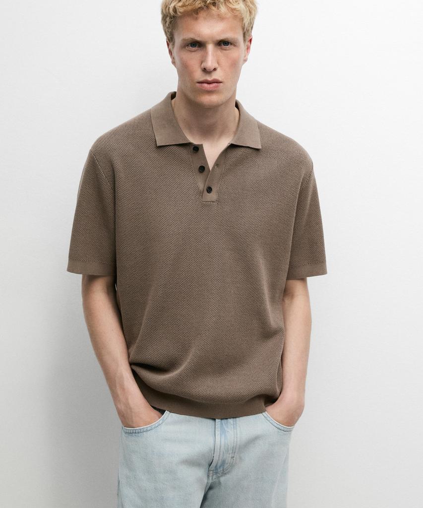 Masimodutti Textured 100% Cotton Polo Shirt