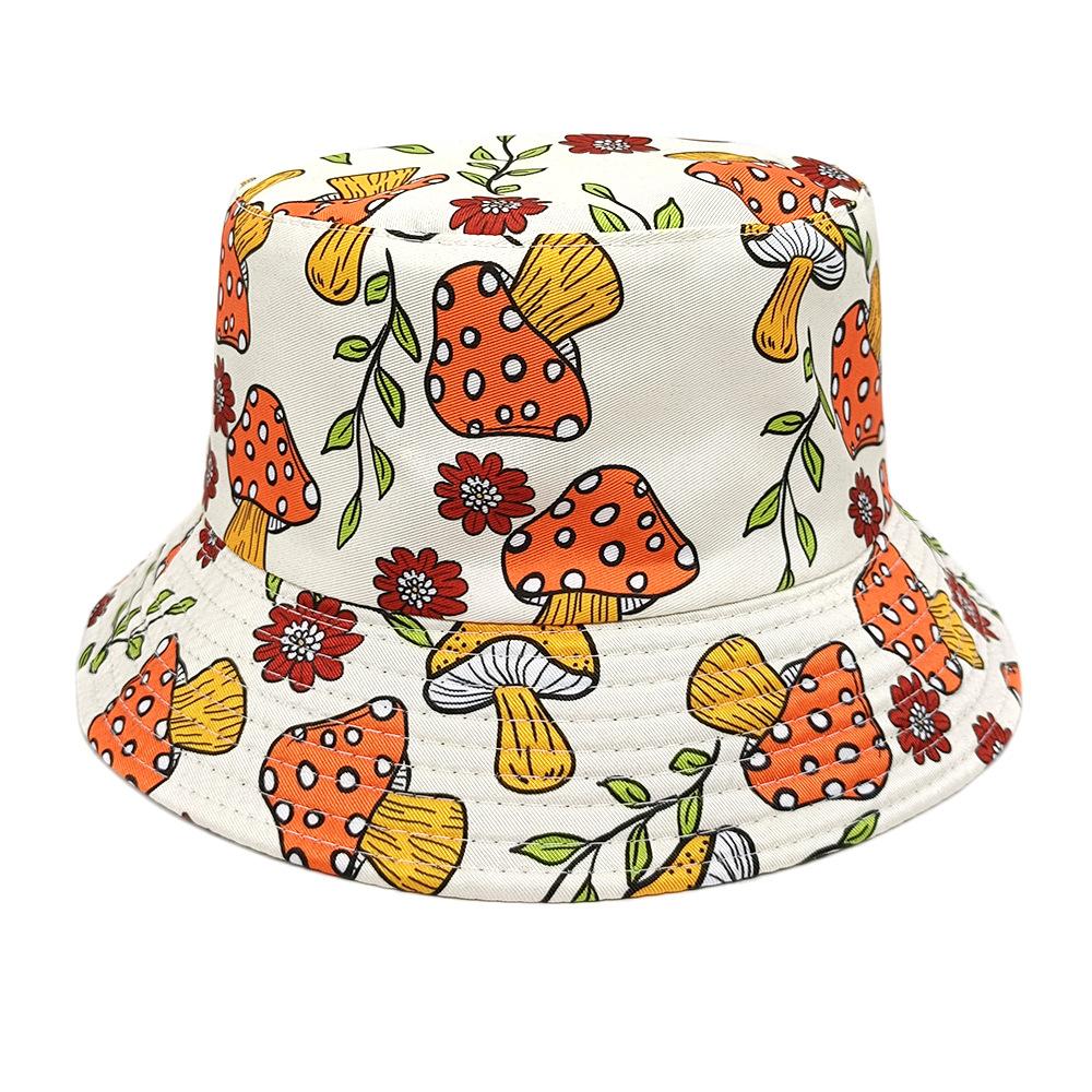 Reversible Mushroom Print Bucket Hat Women Men Summer Outdoor Sunscreen Fisherman Hat Unisex Fashion Decorate Sun Panama Hip Hop
