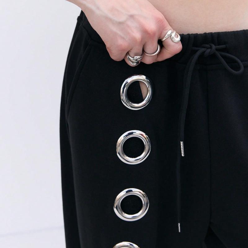 Y2K European and American Trend Iron Ring Nail Bead Loose Straight Leg Wide Leg Pants