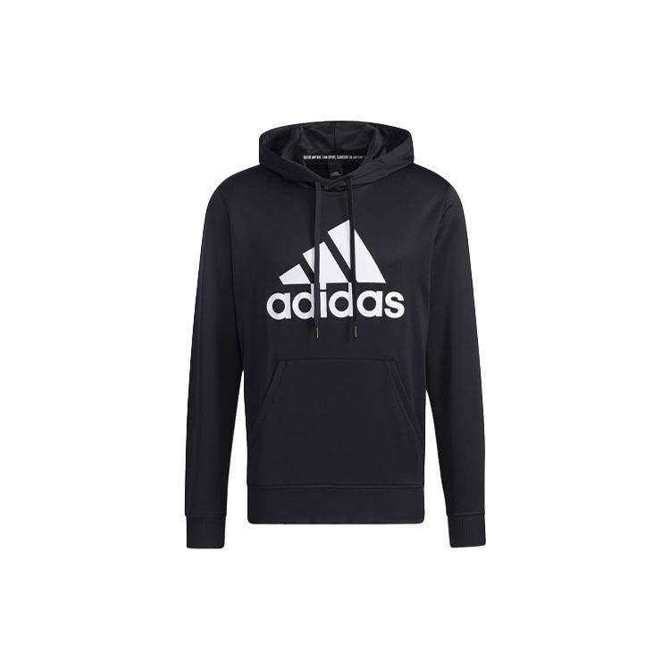 adidas Moletom com Capuz com Logo Grande Estampado Masculino Tops Preto GN0827