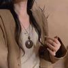 Ethnic Zen Style Long Wooden Love Heart Round Pendant Boho Sweater Necklace