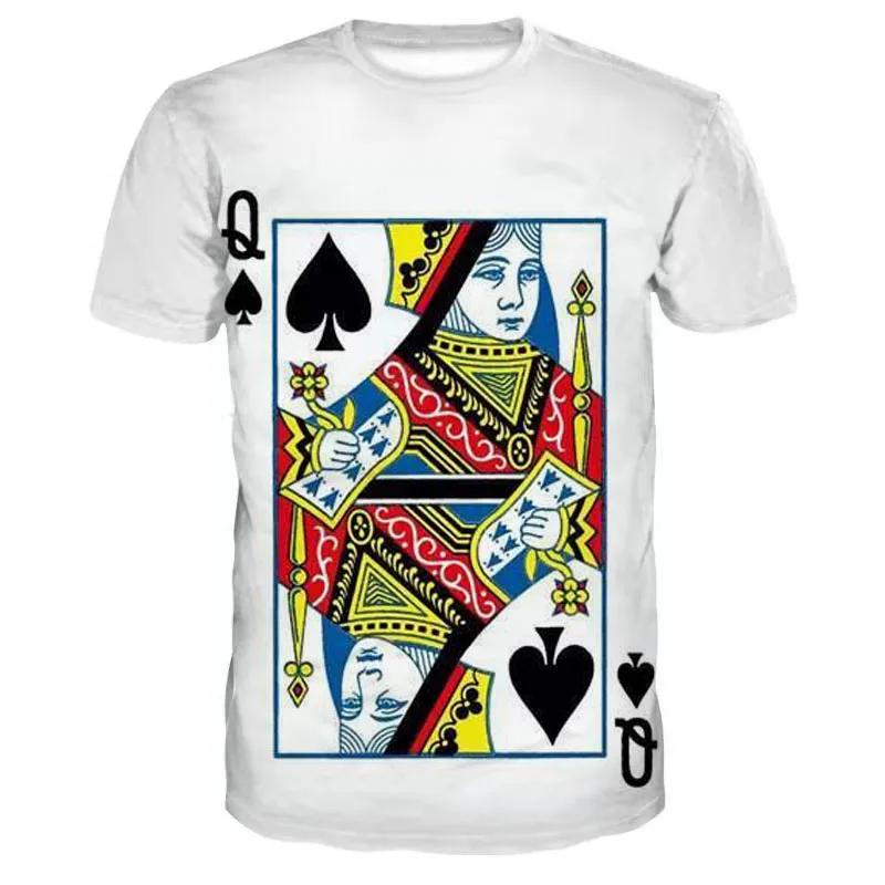Men's 3D Printed Playing Card Poker T-Shirt, Casual Summer Short Sleeve Tee