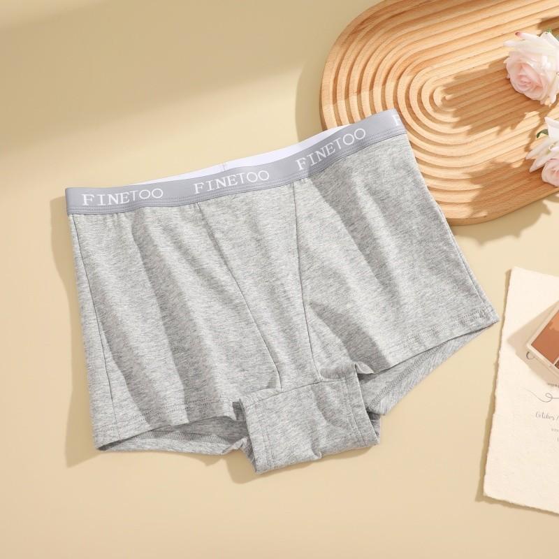 FINETOO Pure Cotton Boxer Panties for Women Solid Color Traceless Lingerie Soft and Comfortable Briefs