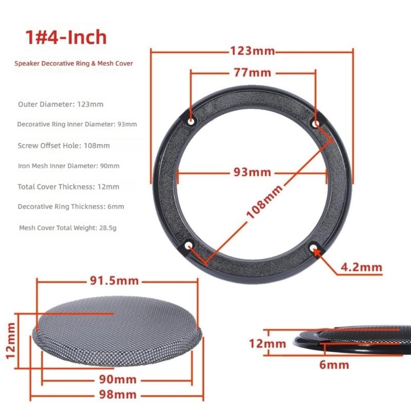 2-10inch Speaker Net Cover Home Home Mesh Enclosure Speakers Plastic Frame Metal Iron Wire Grilles