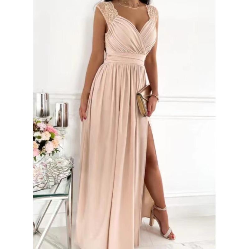 GMXIA Damenmode, Sommer, Frühling, einfarbig, ärmellos, V-Ausschnitt, Freizeitkleider