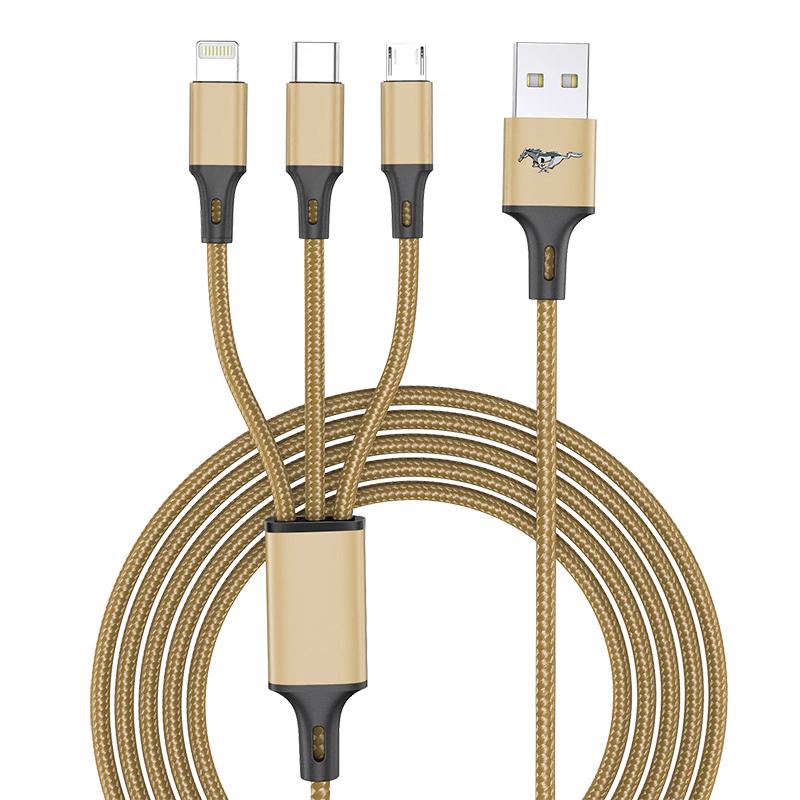 Car Emblem 3in1 TypeC Lightning Micro USB Fast Charging Cable For Ford Focus Mondeo MK1 MK2 MK4 MK3 Fiesta ST Line Kugo Transit Escape Fusion Explorer