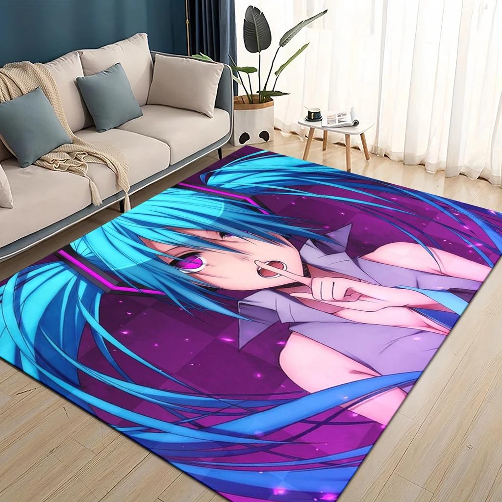 3D M MIKUS Musik VOCALOID Cartoon Mädchen Teppich für Wohnzimmer Schlafzimmer Heimdekoration, Kinder Spiel Rutschfest für Sofa Fußmatte