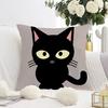 Cute Black Cat Double-sided Printed Pillow Cover Short Plush Suitable Living Rooms Bedrooms Sofas Throw Cushion Cover