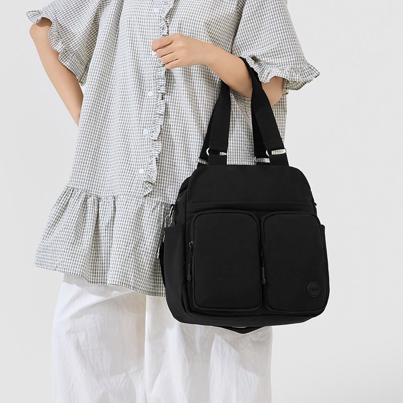 Multi-Pocket Nylon Crossbody Bag for Women Lightweight Shoulder Tote Handbag with Straps