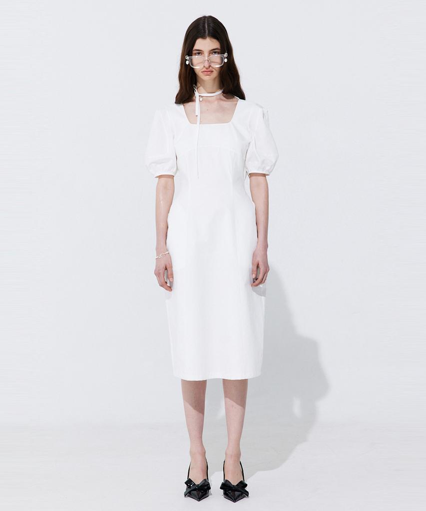 Bundercammer Pearl Balloon Line Dress_White