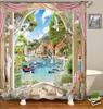 Bathroom Waterproof Shower Curtain Polyester 3D Mountain Garden Seaside Beautiful Flower Landscape Print Home Decoration Curtain