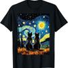 T-shirt Amoureux des Chats Noirs Nuit Étoilée Vincent van Gogh