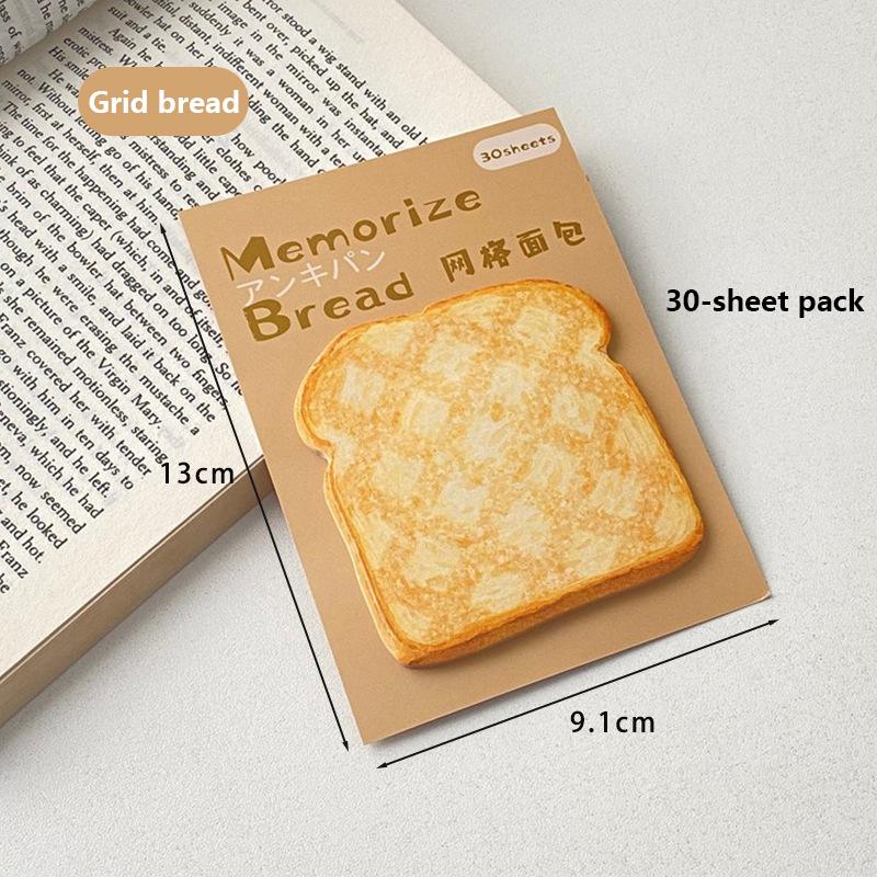 30Sheets Creative Toast Shape Convenience Sticker Message Paper Adhesive Self Sticky Sticky Notepad School Supplies