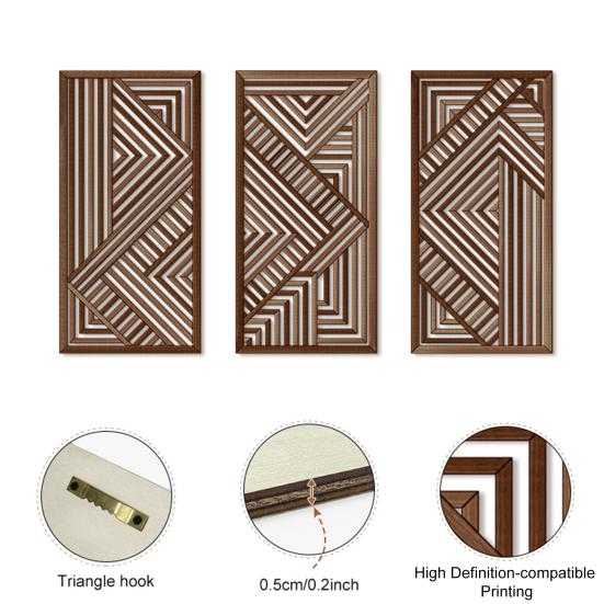 3 stuks boho houten wanddecoratie, minimalistische planten, geometrische, uitgeholde hangende ornamenten, abstracte wandsculpturen voor thuis, woonkamer, slaapkamer, keuken