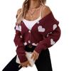 Autumn and Winter Women's Sweater Knitwear Love Jacquard V-neck Cardigan