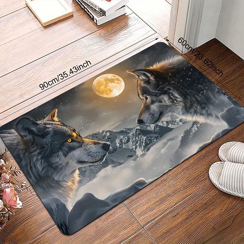 1 Stück Wolfsmuster Türmatten Küchenteppiche Rutschfest Pop-Art-Design Wohnzimmerteppiche Badematte Teppich für Zuhause Spüle Wäsche Dekor