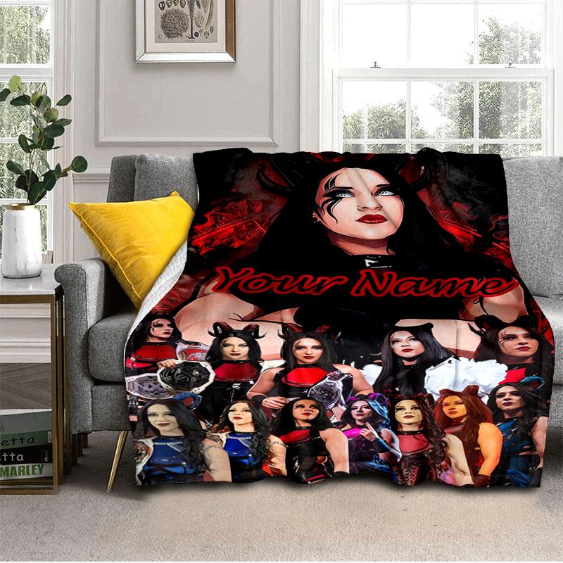 1PC Custom Name Dark Fantasy Collaboration Flannel Blanket Versatile, All-season Throw Suitable for the Living Room, Bedroom, Camping, Travel, and Gif