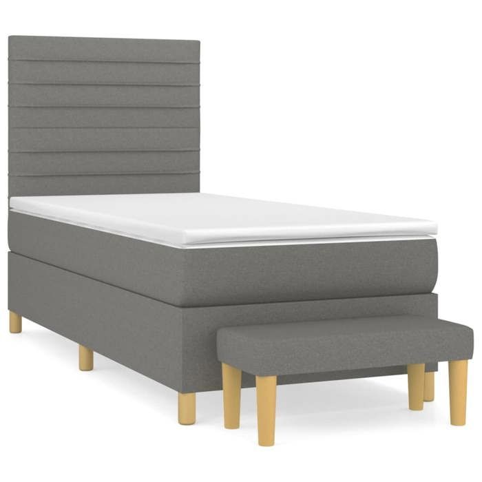 Exclusive House - Bed Slat Base with Mattress Dark Grey 100x200cm Fabric