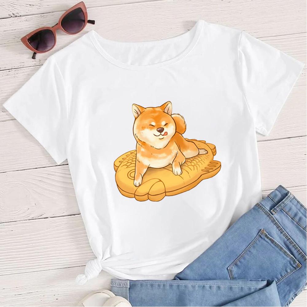 Adorable Shiba Inu Dogs Cartoon 3D Print Women's Tshirt Leisure Style Tops Fashion Soft Tshirts Spring Women's T-shirt