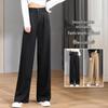 Damen Wide-Leg Straight Hose mit hohem Bund - Frühling/Herbst, Schlankmachend, Extra lang mit Drapierung