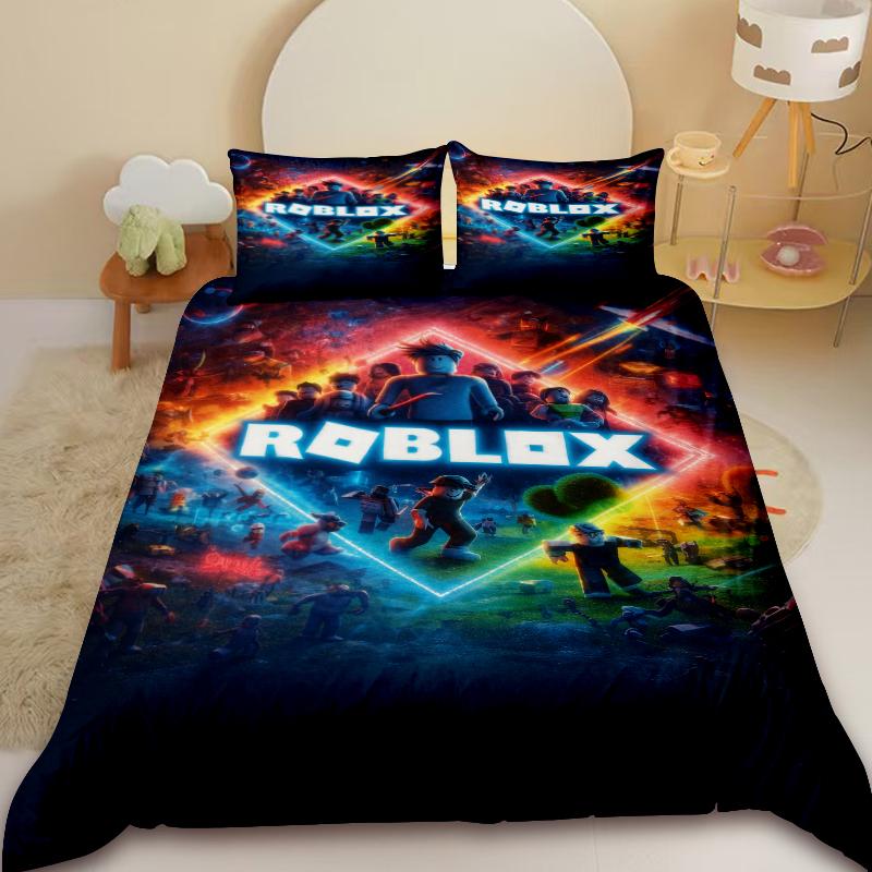 Kids Cartoon Roblox 3Pcs Duvet Cover Roblox Game Children'S Teenager Bedding Set Anime Skin Friendly Bedroom Decor