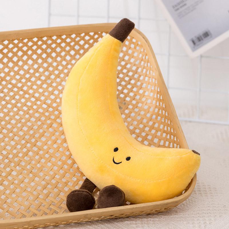 Kawaii Cartoon Obst Serie Plüschtier Niedliche Gemüse Mais Aubergine Pitahaya Pfirsich Birne Banane Wassermelone Plüschspielzeug Heimdekoration für Kinder entworfen